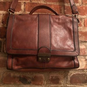 Fossil Long Live Vintage Brown Leather Crossbody Handbag
